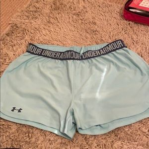 Light teal ubderarmour shorts